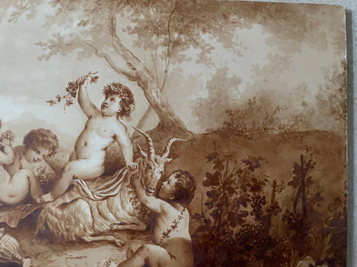 Painted Panel: Little Bacchus Having Fun-photo-4