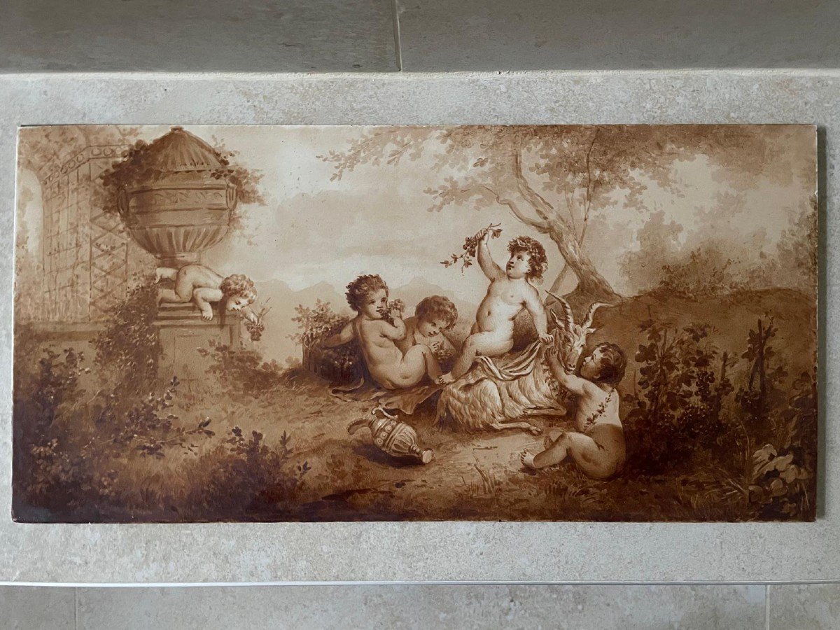 Painted Panel: Little Bacchus Having Fun-photo-4