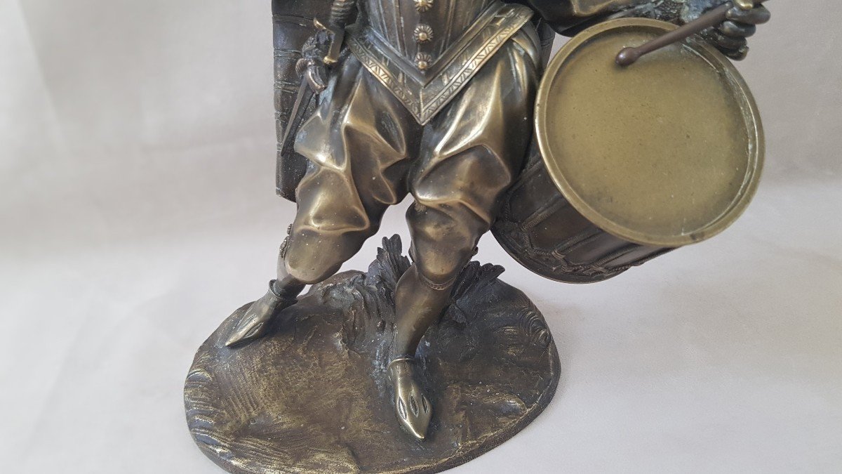 Bronze " Joueur De Tambour" XIXème-photo-1