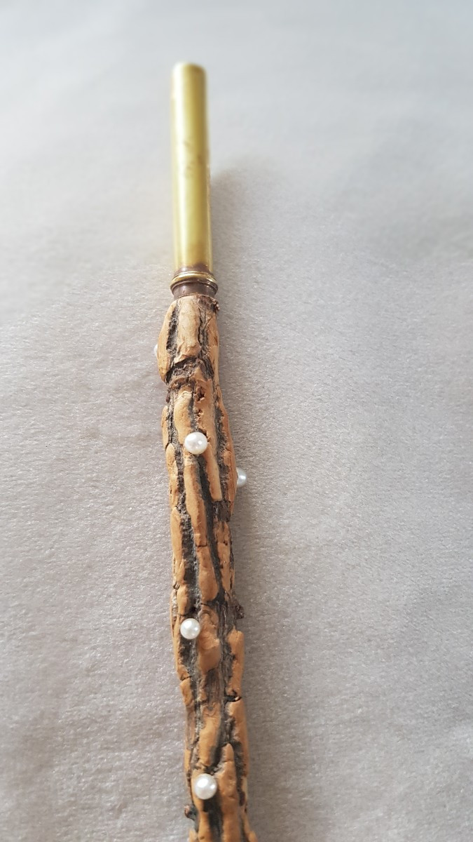 Porte-plume Bois- Perles- Or- Diamants-photo-3