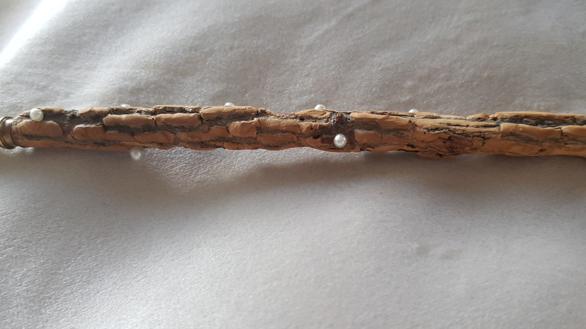 Porte-plume Bois- Perles- Or- Diamants-photo-3