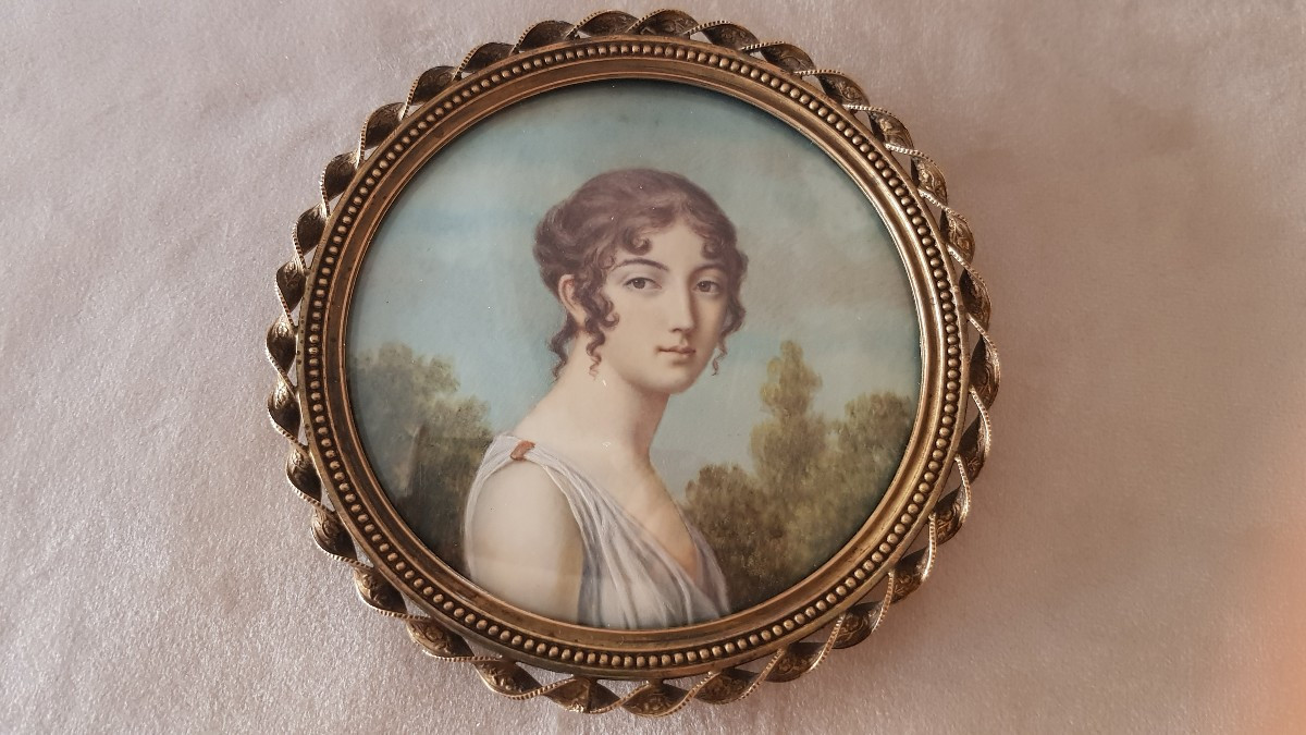 Miniature Jeune Femme XIXème-photo-1