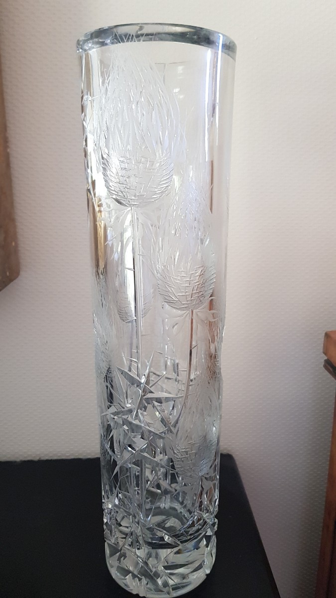 Bohemian Crystal Vase With Thistles-photo-6