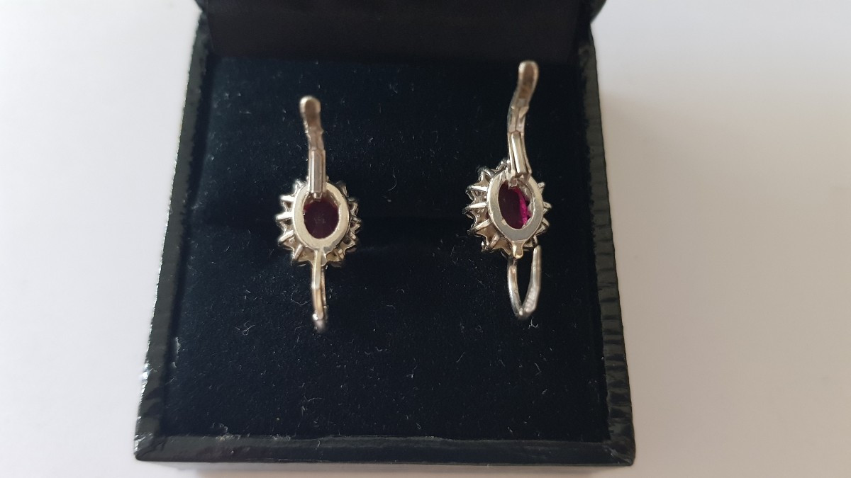 Boucles d'Oreilles Dormeuses Or Et Rubis-photo-4