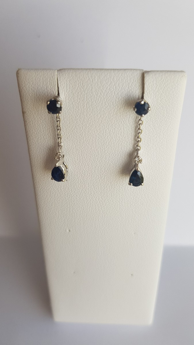 Pendants d'Oreilles Or- Saphirs- Diamants