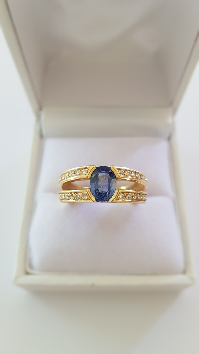 Bague Or-saphir-diamants