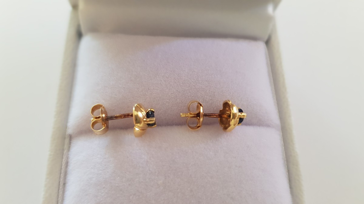 Clous d'Oreilles Or Et Saphir-photo-2