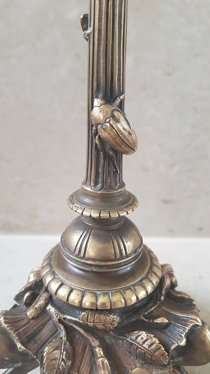 Pair Of Art Nouveau Bronze Candlesticks-photo-2