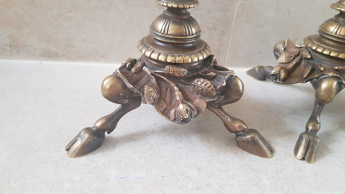 Pair Of Art Nouveau Bronze Candlesticks-photo-1