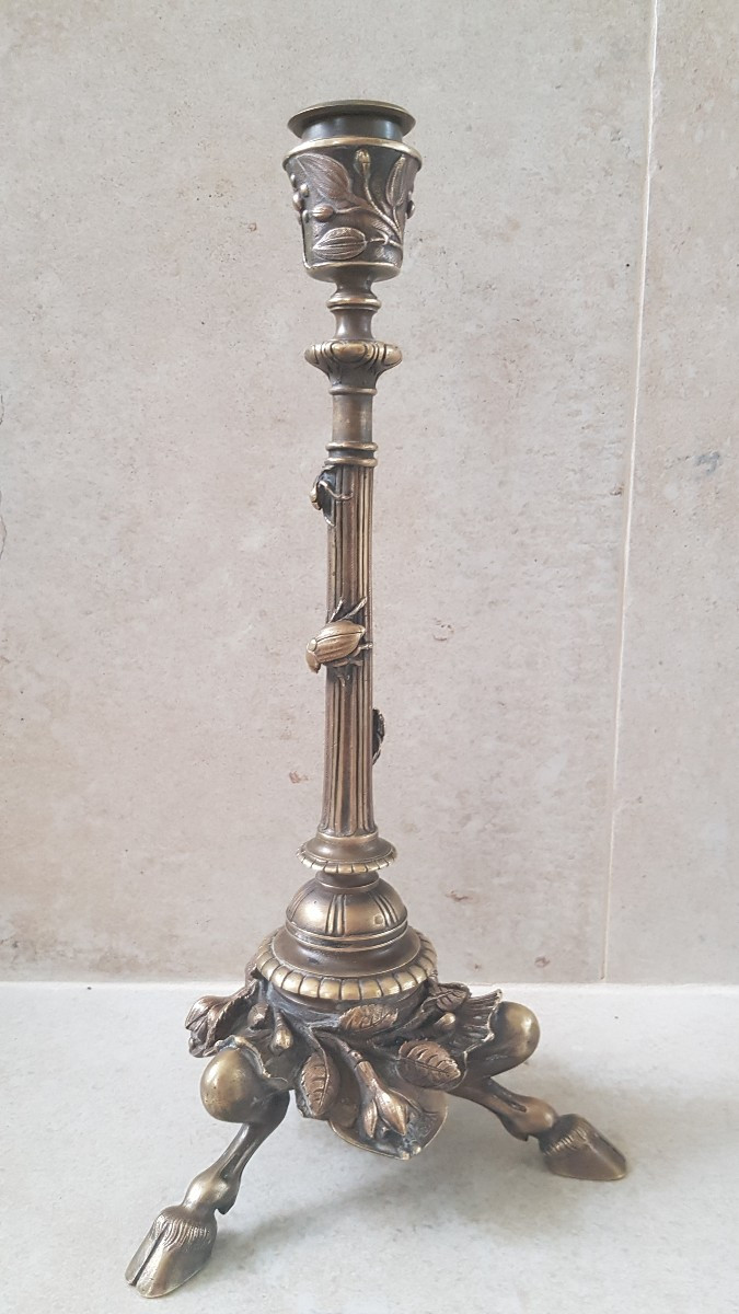 Pair Of Art Nouveau Bronze Candlesticks-photo-5
