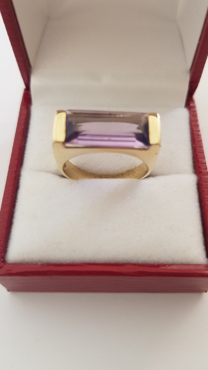 Bague tank or-améthyste