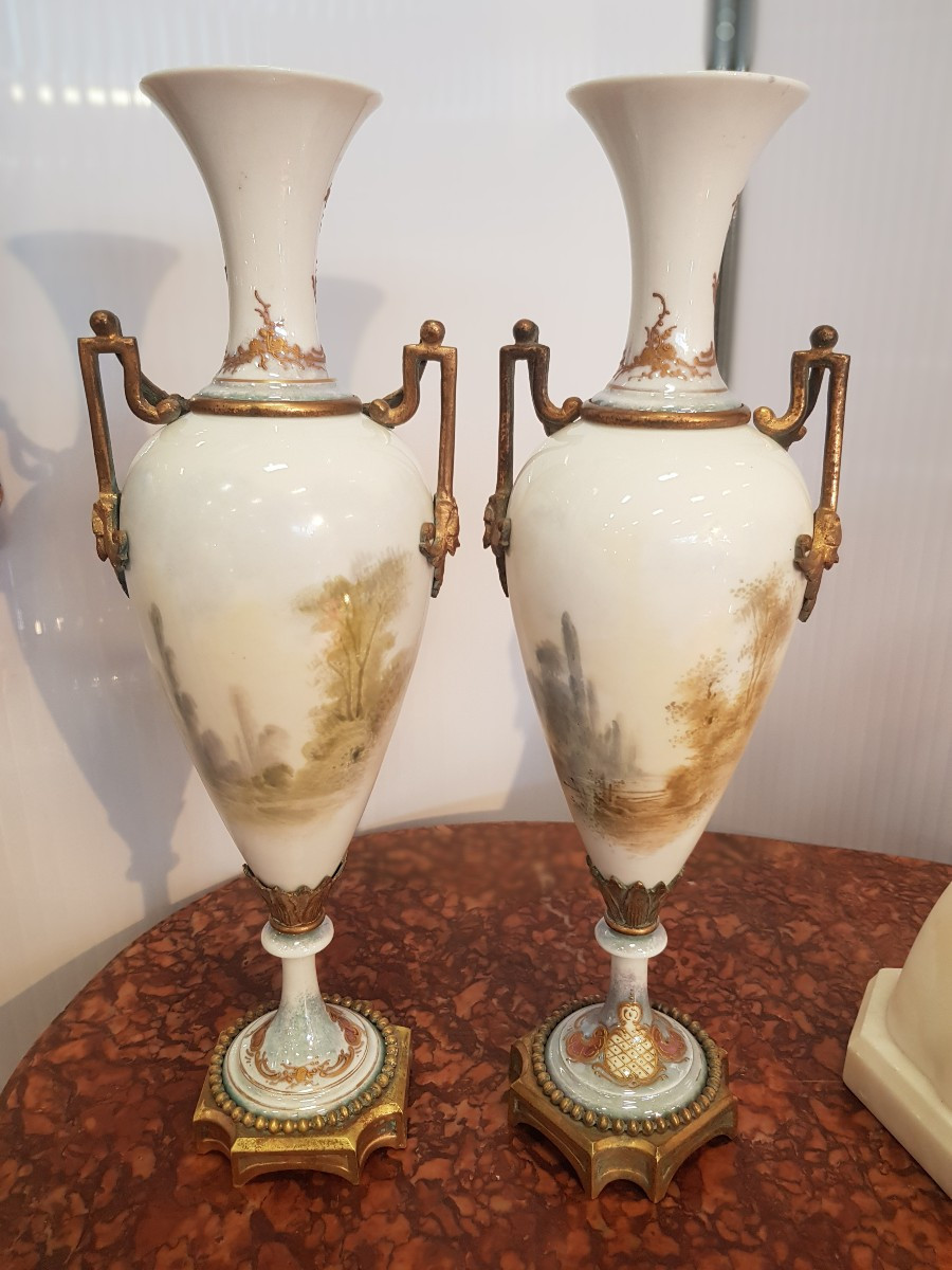 Paire de vases porcelaine Napoléonlll-photo-2