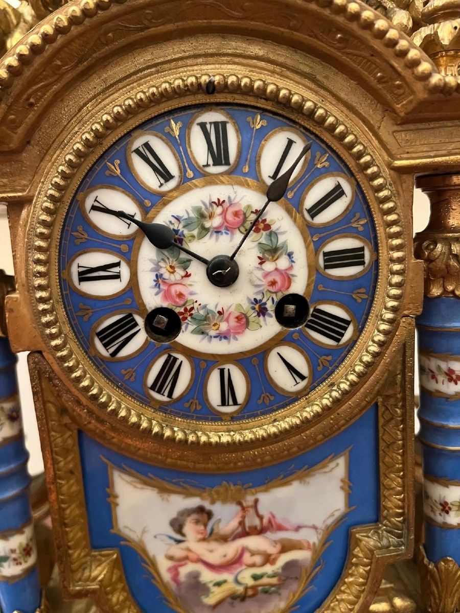 Napoleon III Bronze And Porcelain Clock-photo-2