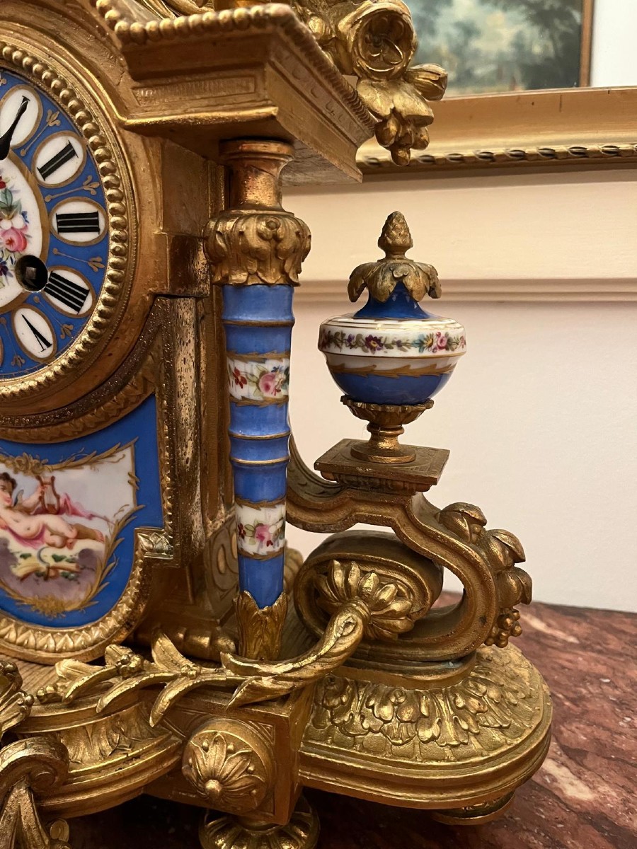 Napoleon III Bronze And Porcelain Clock-photo-4