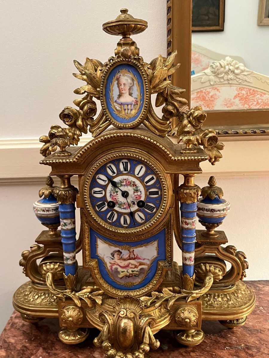 Napoleon III Bronze And Porcelain Clock-photo-4