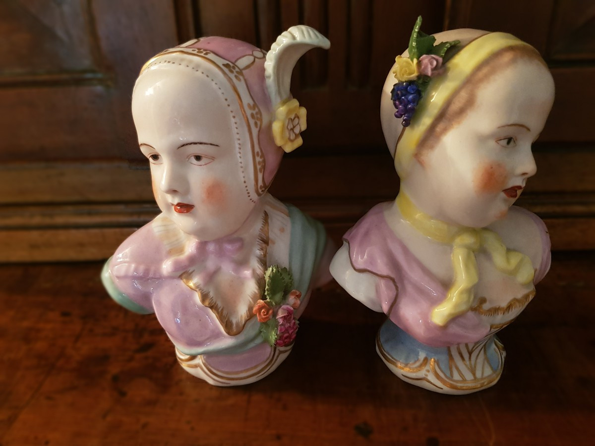 Paire de bustes porcelaine par SAMSON