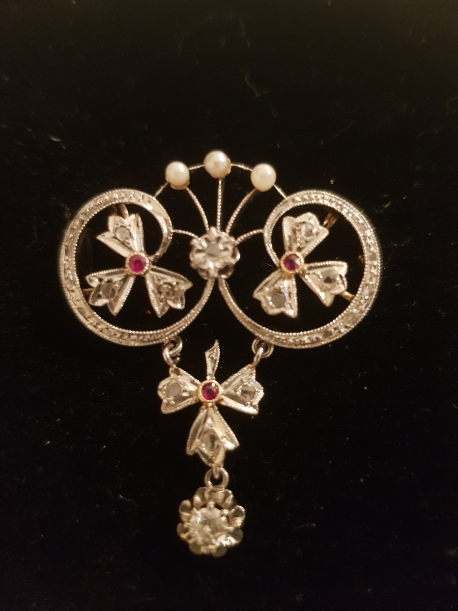 Gold, Diamond, And Ruby Pendant