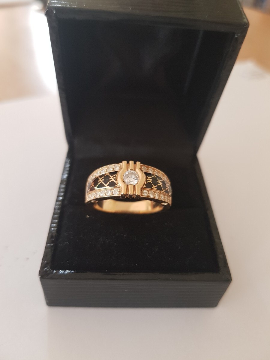 Bague  or-émail- diamants-photo-2