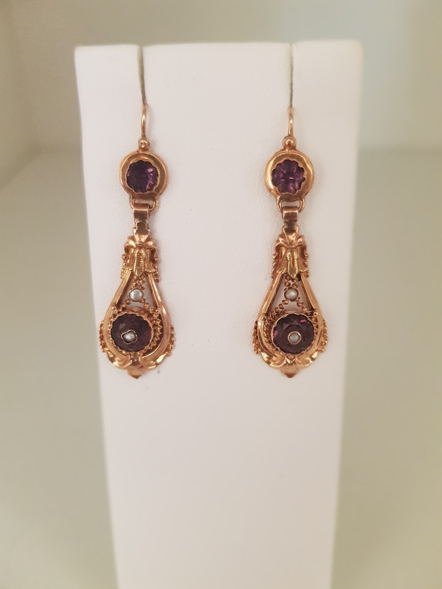 Dormeuses or- améthystes-perles