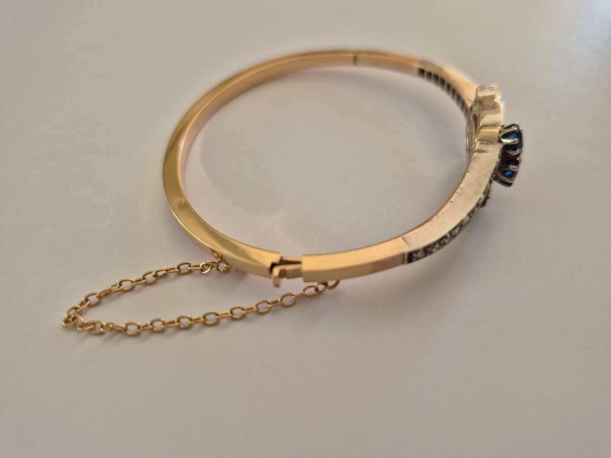 Bracelet or-argent saphirs, diamants-photo-4