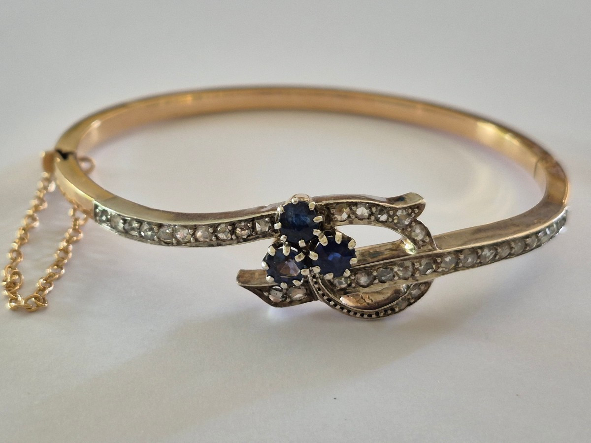 Bracelet or-argent saphirs, diamants