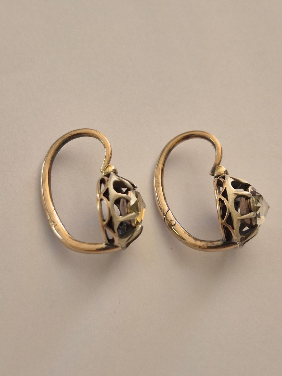 Gold-silver And Diamond Earrings-photo-2