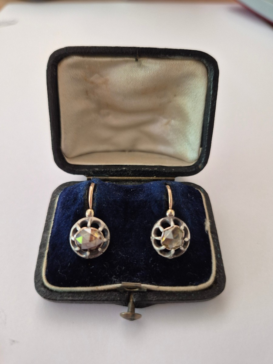 Gold-silver And Diamond Earrings-photo-3