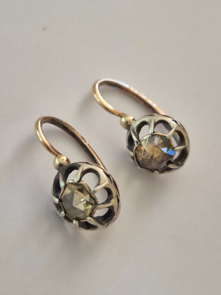 Gold-silver And Diamond Earrings-photo-4