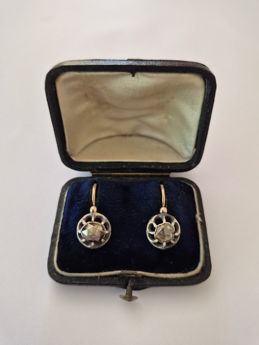 Gold-silver And Diamond Earrings-photo-1