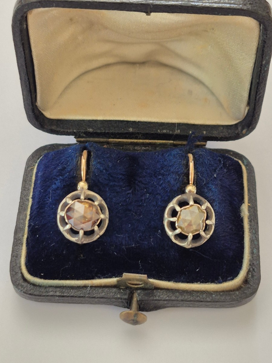 Gold-silver And Diamond Earrings