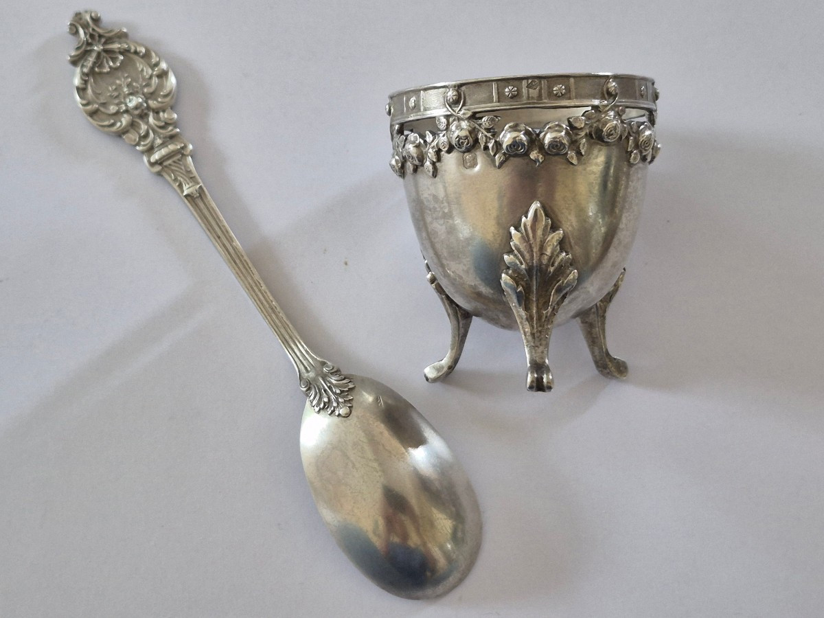 Coquetier et cuillère argent 