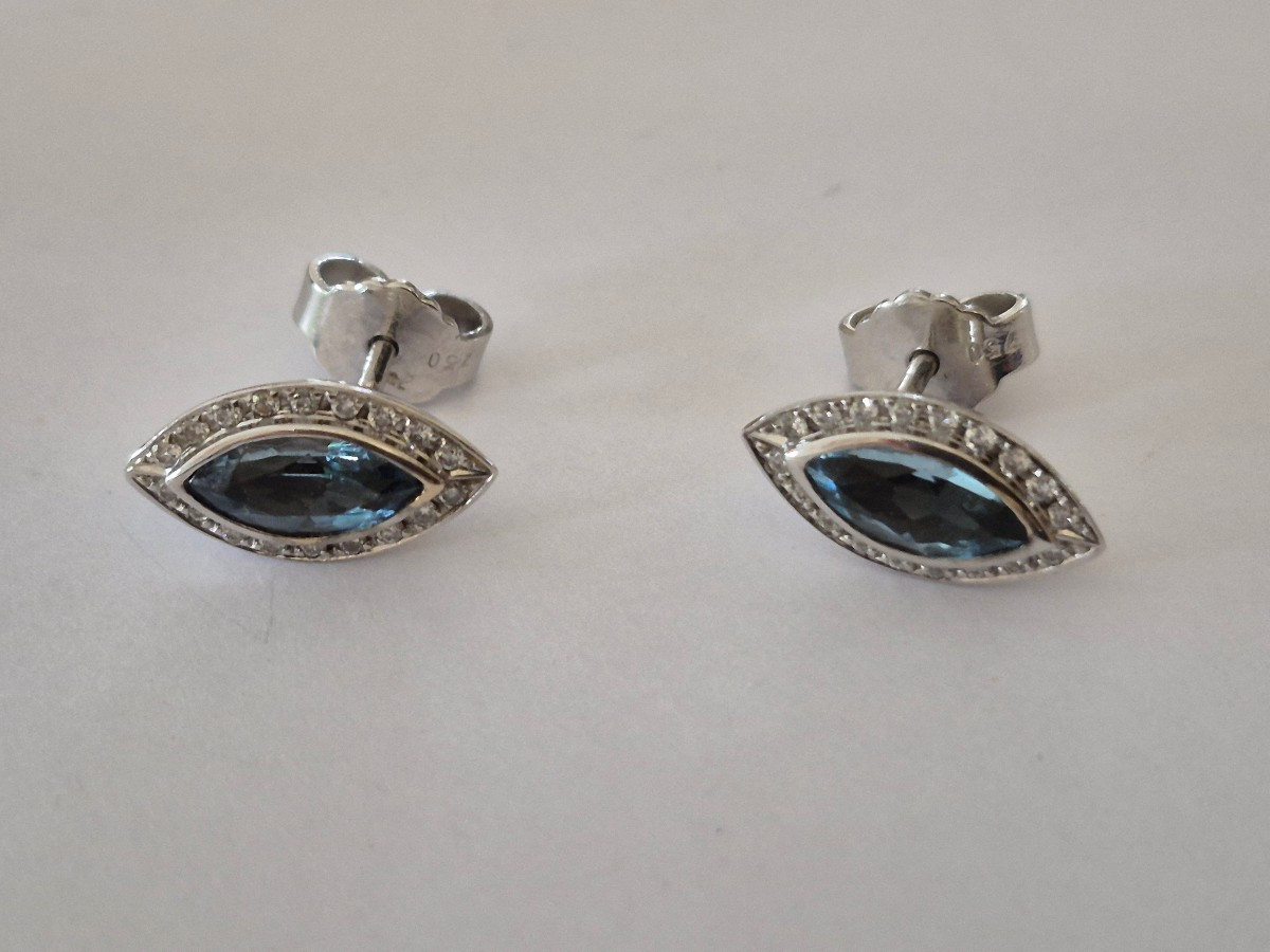 Boucles d'oreilles or- aigue-marine