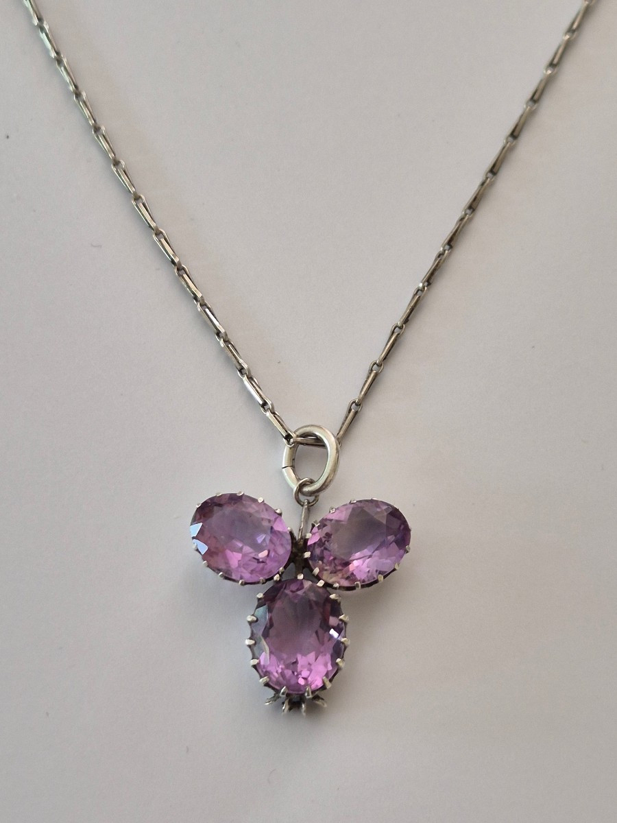 Silver Necklace -amethysts-photo-2