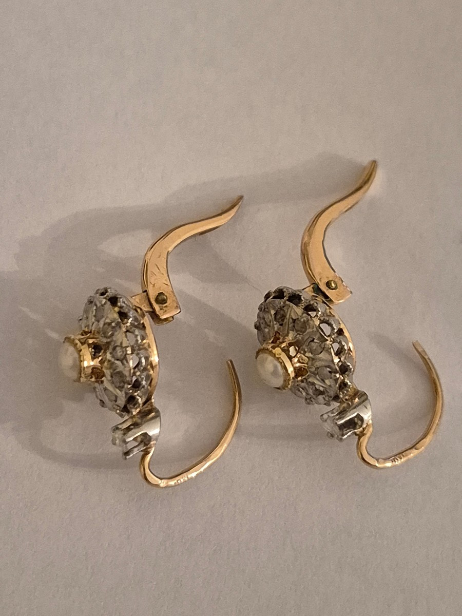 Pendants d'oreilles or-platine- perle- diamants-photo-3