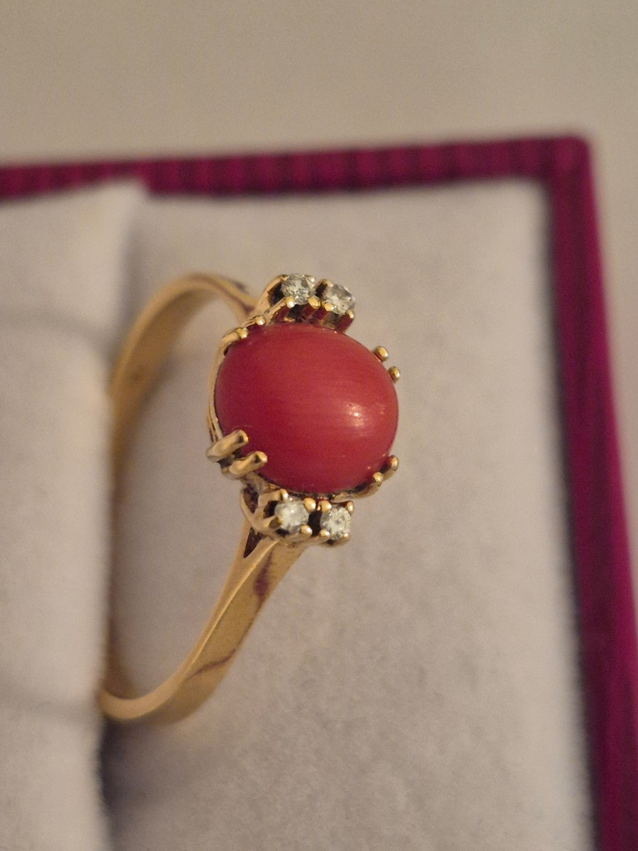 Gold- Coral- Diamond Ring-photo-2