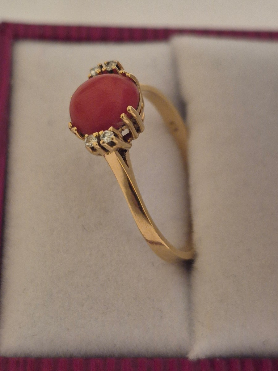 Gold- Coral- Diamond Ring-photo-3