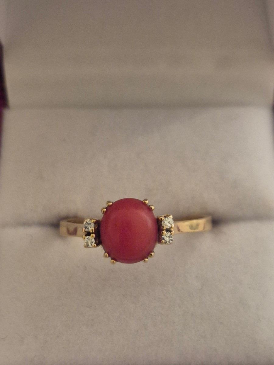 Gold- Coral- Diamond Ring-photo-1