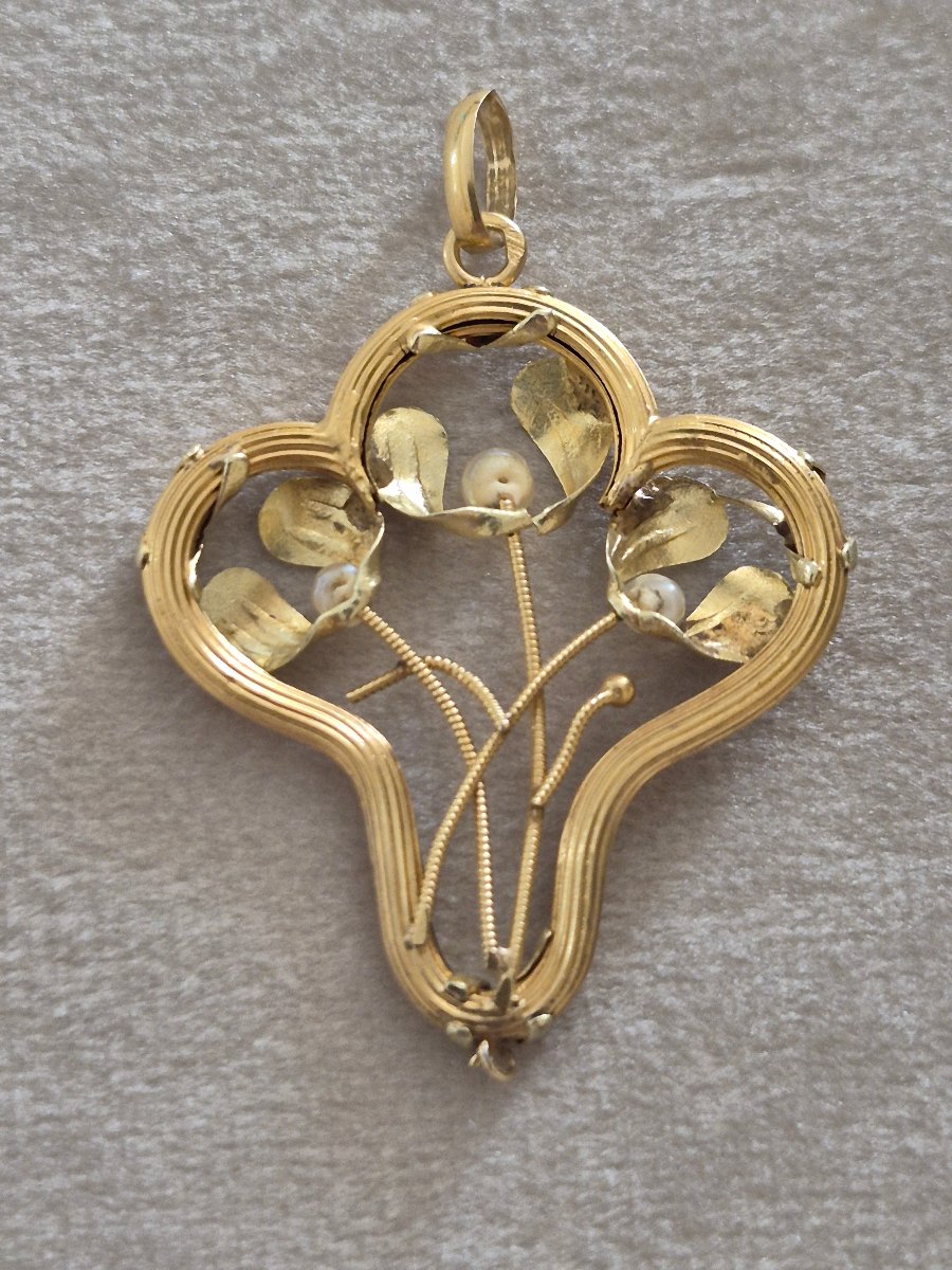 Pendentif or -perles  Art Nouveau-photo-2