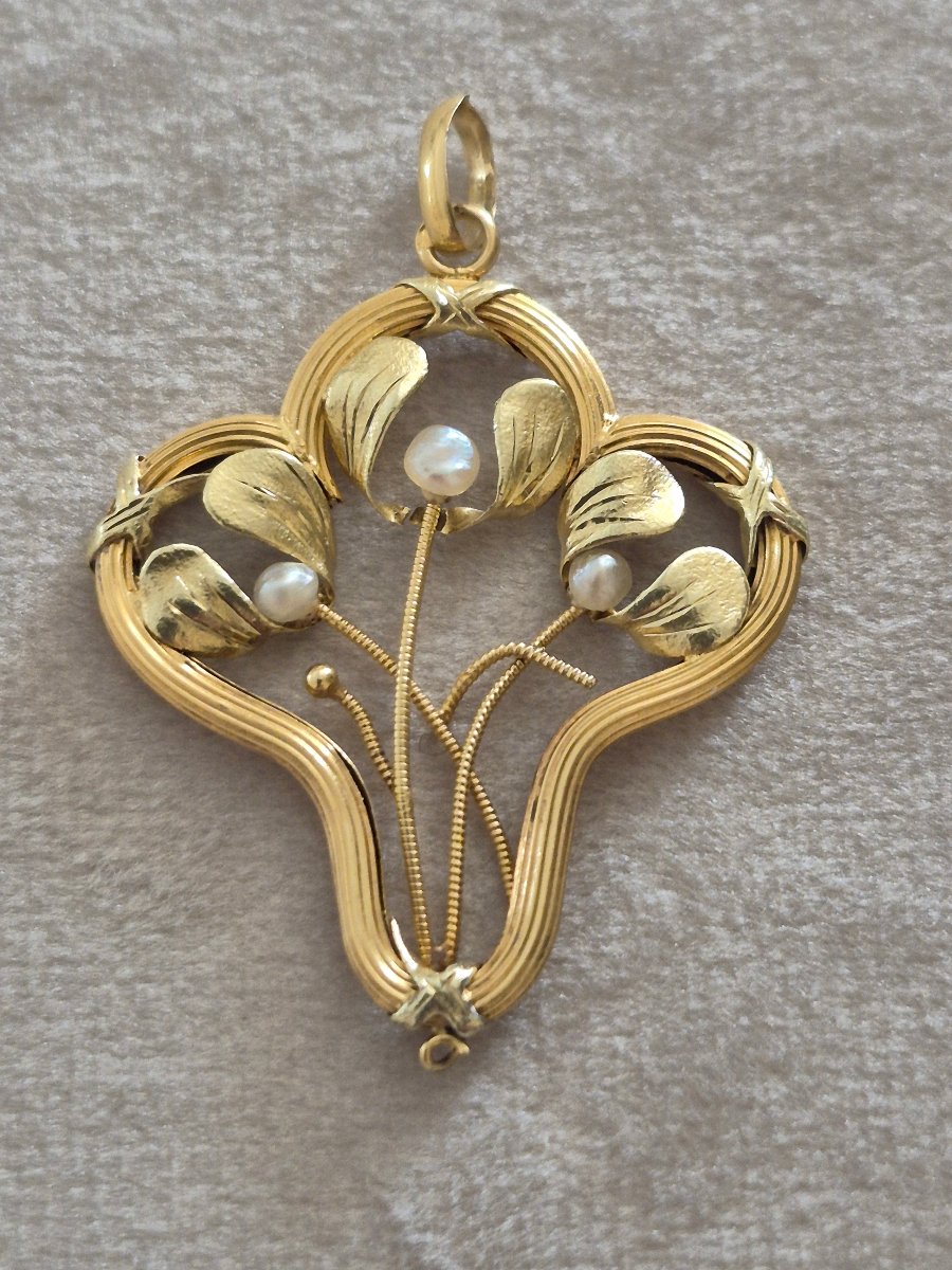 Pendentif or -perles  Art Nouveau-photo-3