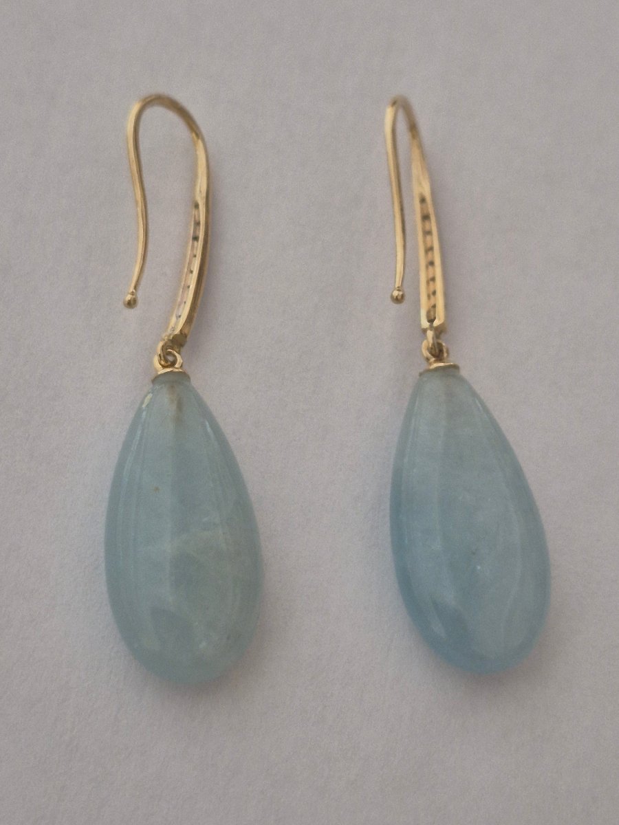 Pendants oreilles or-aigue marine- diamants-photo-2