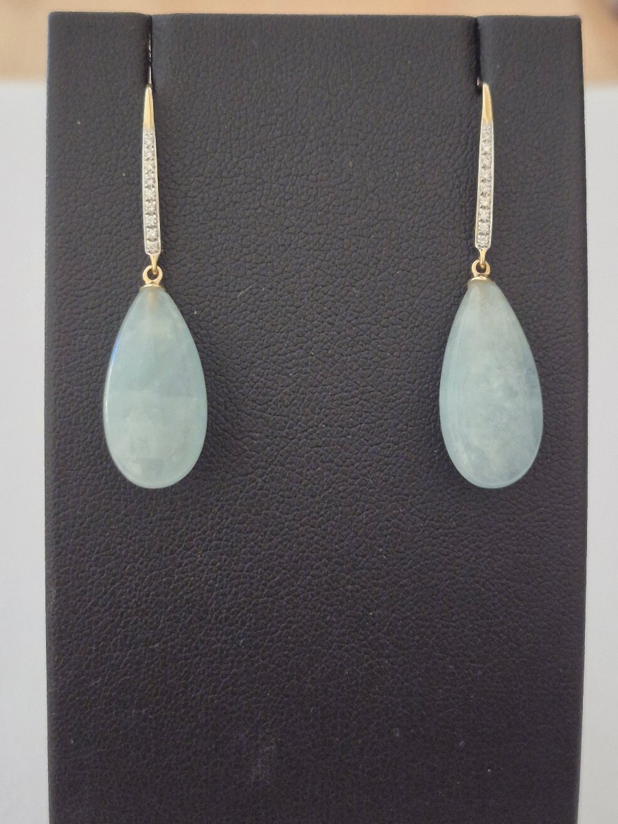 Pendants oreilles or-aigue marine- diamants-photo-4