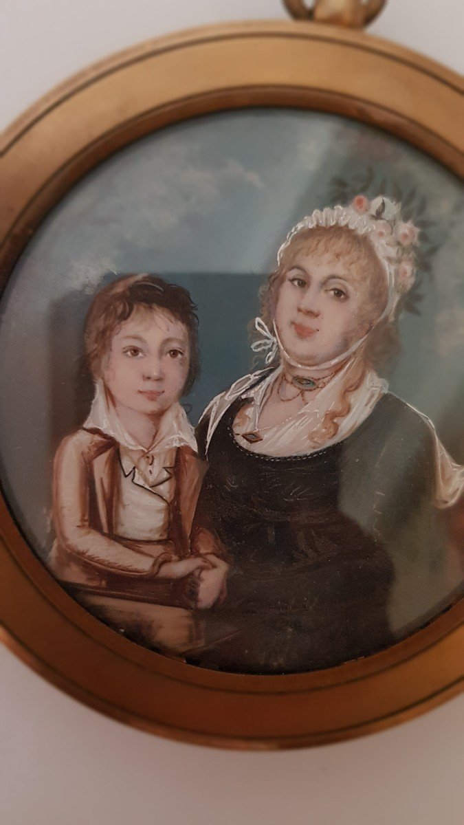 Miniature Late 18th: Mother And Son-photo-2