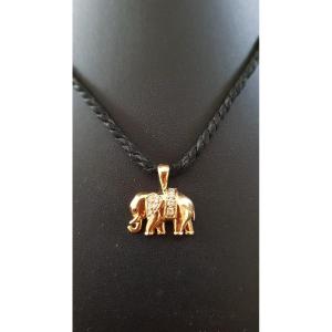 Gold-diamond-ruby Elephant Pendant