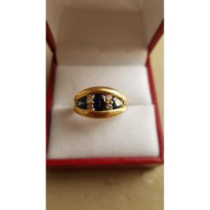 Ring Gold-sapphires - Diamonds