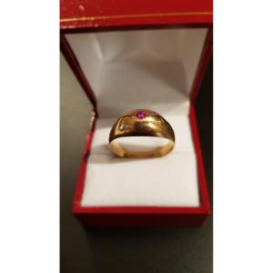 Gold And Ruby Signet Ring