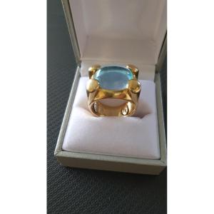 Gold Ring - Blue Topaz