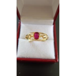 Bague Morabito  Or-diamants- Rubis 