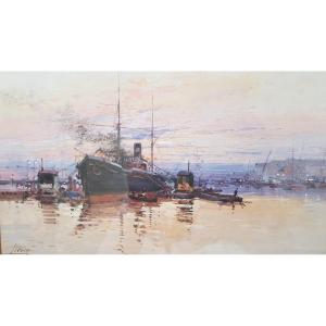 Galien Laloue:  Gouache Port