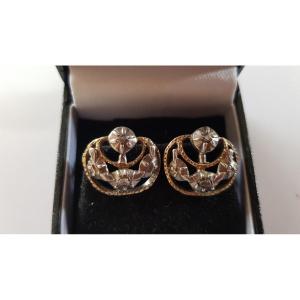 Silver-gold And Diamond Earrings