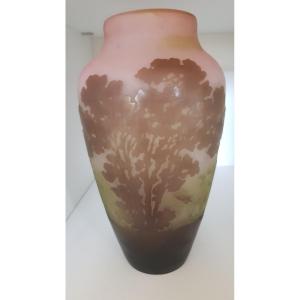 Gallé Vase: Wooded Landscape